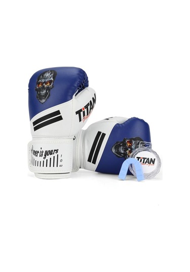 Titan Sport Mavi Beyaz Kurukafa Desenli Boks Eldiveni 2'li Set Çok Renkli