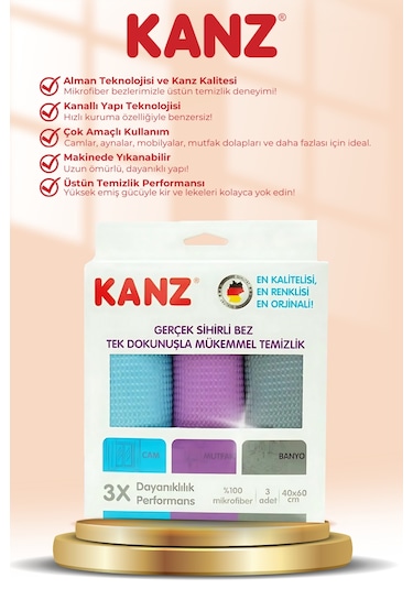 Kanz Mikrofiber Temizlik Bezi 3'lü 40 x 60 CM