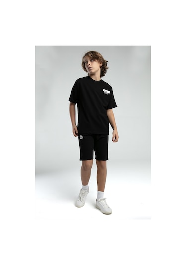 Kappa 36225 Erkek Çocuk Şortlu Pijama Bermuda Takım Siyah