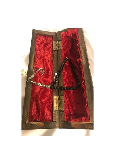 Tespih Obsidyen Doğal Taş Tesbih Gümüş İmameli Aura Taşı Ahşap Kutulu 6mm Çok Renkli