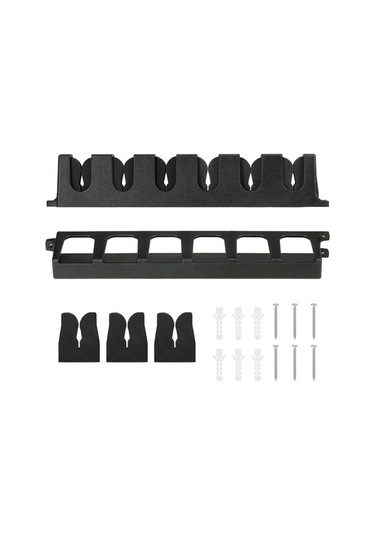 Novahub 6 İnce Olta İçin Duvara Monte Küçük Olta Rafı Depolama Tutucu Siyah