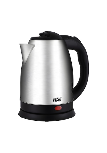 Hfambition 1.8l Çelik Elektrikli Su Kaynatıcı 1500w Hızlı Kaynatma, Isı Kontrolü, Kuru Kaynama Koruması, 220v Avrupa Standartı, Gümüş-siyah