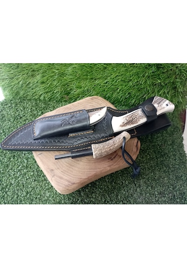 Tctknives El Yapımı Av Kamp Kılıflı Bıçak 003 Kahverengi - Krem