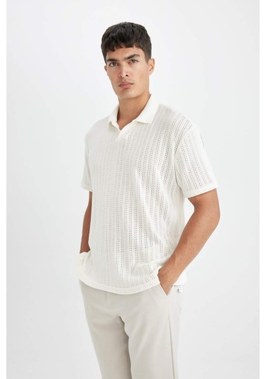 DeFacto Regular Fit Kısa Kollu Dokulu Triko Polo Tişört D4810AX24SMWT16