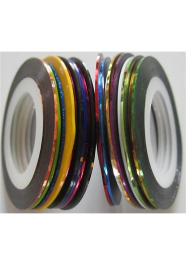 30 Adet Renkli Rulo Şerit Bant Hattı Nail Art Etiket Araçları Tırnak Etiketinde Güzellik Süslemeleri