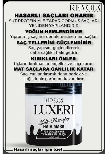 Revola Luxeri Yıpranmış Saçlar İçin Tuzsuz Saç Maskesi 500 Ml Milk Therapy