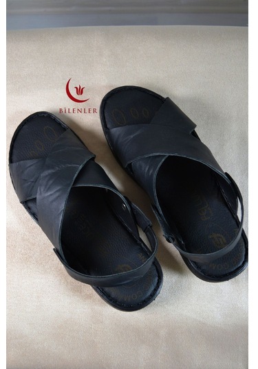 Erkek Çapraz Model Yumuşak Taban Sandalet&terlik Hac, Umre Ve Günlük Kullanıma Uygun Siyah