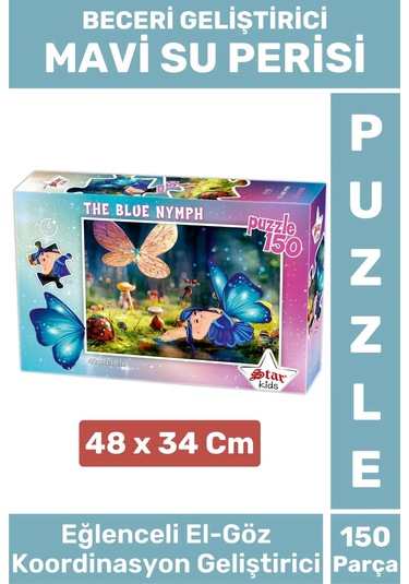 Premium Seri Eğlenceli El Göz Koordinasyon Beceri Geliştirici Çocuk 150 Parça Puzzle Mavi Su Perisi