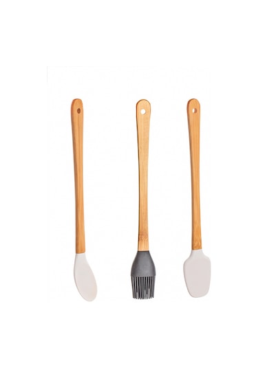 Porsima Mien Mini Silikon Kaşık Fırça Spatula Servis Seti 3'lü