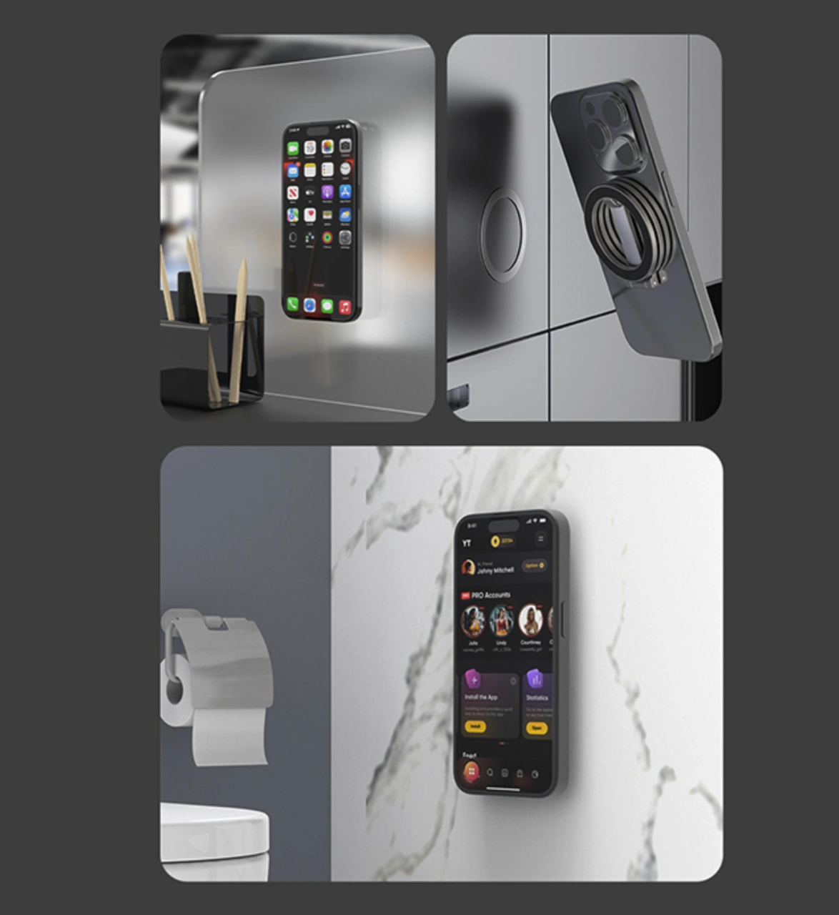 Mini Çok Güçlü Katlanır Telefon Tutucu Araç Masa Araba Yer Kaplamayan Magsafe Tüm Telefonlara Uyumlu