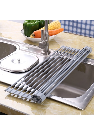 Sones Katlanır Su Filtreleri Mutfak Rafı Lavabo Kase Çubuk Filtreler, Stil: Paslanmaz Çelik 37x22cm Diğer