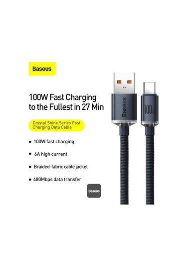 Crystal Shine 100w Usb To Type-c Hızlı Şarj Kablo 1.2 Mt Cajy000401