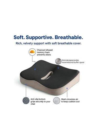 Xuweiwei 1 Adet Koltuk Minderi Hafıza Köpük Oturma Minderi Ergonomik Merkez Oluklu Ofis Ev Araç Koltuğu Uzun Süreli Kullanım Kaymaz Tabanlı Altın