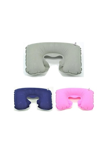 Pembe 1 Adet Şişme Seyahat Hava Yastığı Boyun Desteği U Şekli Düzlem Uçuş Taşınabilir Yastık