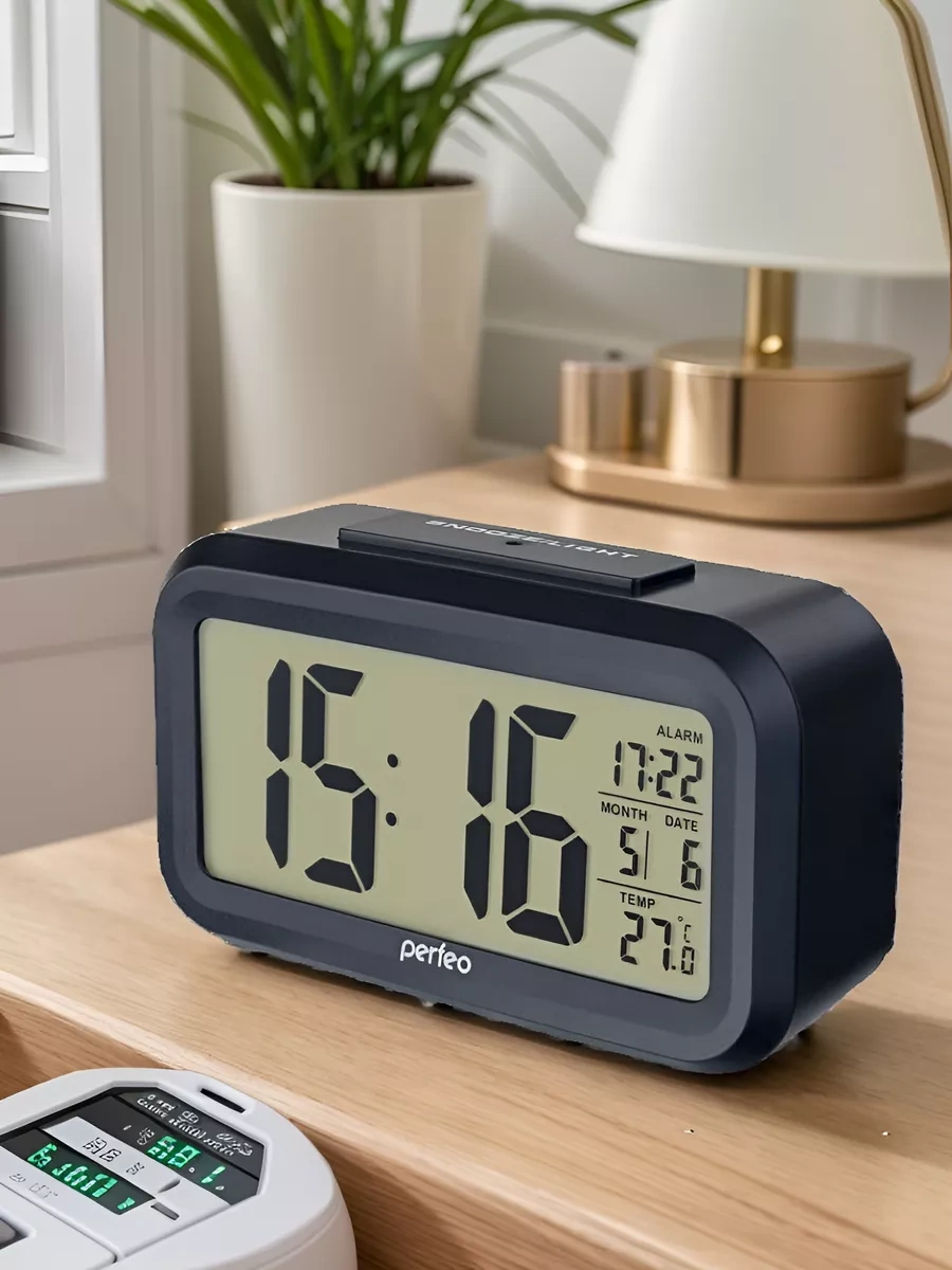 Perfeo Termometreli Masaüstü Elektronik Şık Ajanda Alarm Saati 68543128 Siyah