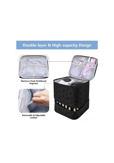 Reedark Taşınabilir Çift Katmanlı Tırnak Bakım Çantası - 30 Şişe Kapasiteli Çok Renkli
