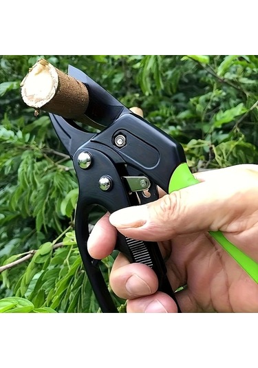 Meridiangoods Yeşil Saplı Ratchet Bahçe Makası, Bypass Budama Makası, Segmanlı Dal Kesme Makası