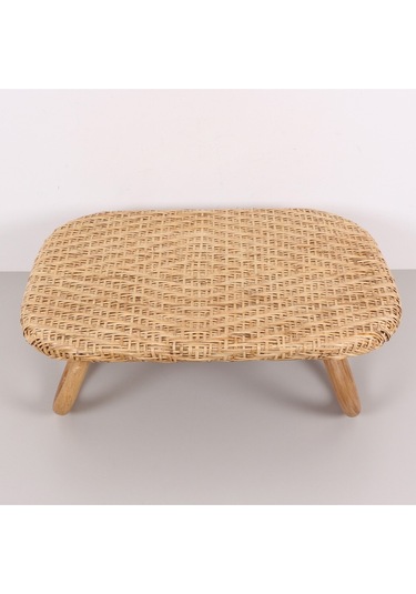 Katlanabilir 60x40x20 Cm. Doğal Rattan Sehpa Bej