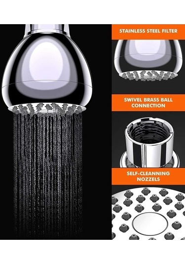 Bloomnest Lebıhmurah Bf1582 Gümüş Yüksek Basınçlı 3 İnç Tıkanmaz Krom Duş Başlığı Gümüş