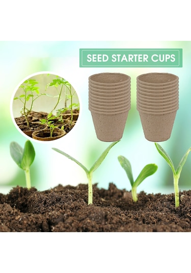 Neevoyu 100 Adet 8cm Biyodegradable Fidan Suketi + 100 Bitki Etiketi + Fidan Çekici - Organik Toprak Dostu Fidan Yetiştirme Seti