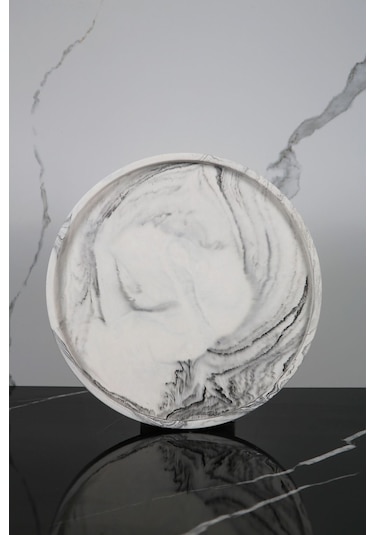 Betonmall 6 Parça Mermer Desenli Beton Banyo Seti Katı Sıvı Sabunluk Diş Fırçalığı Havluluk Tütsülük Tepsi - Gri Gri