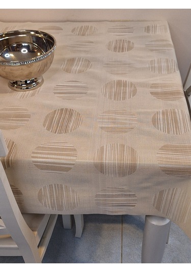 İthal Silinebilir Pvc Masa Örtüsü Kaymaz Tabanlı, Kumaş Görünümlü Pvc Masa Örtüs İth5520 Bej