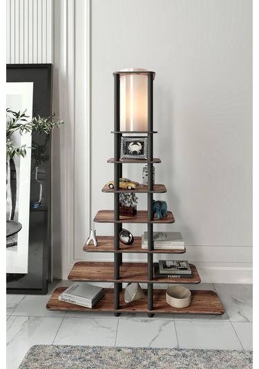 Sierras Raflı Lambader Ceviz Şapka Rengi