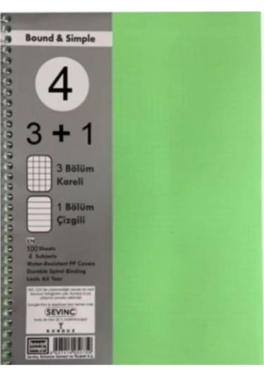 100 Yaprak Pp Kapak Ayraçlı Defter