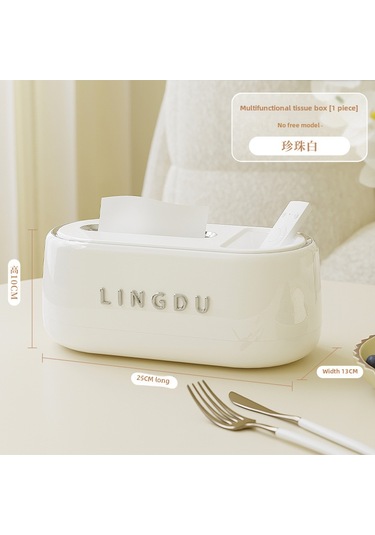 İnci Beyazı Mendil Kutusu, Yüksek Değerli Krem Rengi, Tavşan Süslemesi A