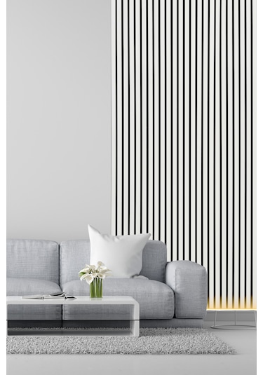 Mdf Ahşap Akustik Duvar Paneli 60x275 Cm - Beyaz 60x275