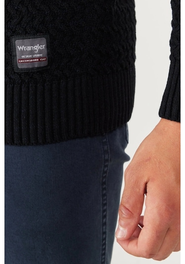 Wrangler Bisiklet Yaka Regular Fit Siyah Erkek Kazak W232580001 Siyah