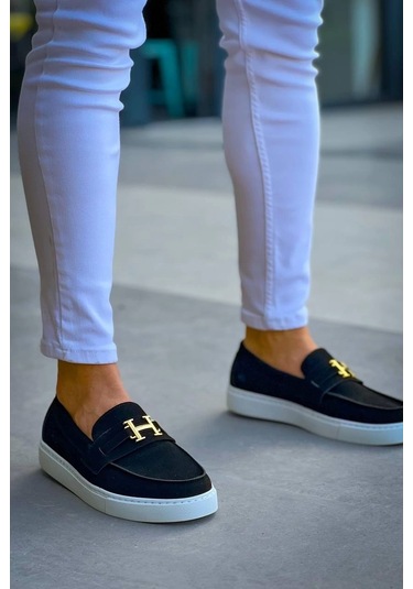 Bağcıksız Siyah Süet H Günlük Erkek Ayakkabısı Siyah5 Siyah