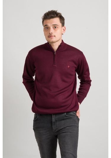 Regular Fit Yarım Balıkçı Fermuarlı Akrilik Viskon Karışımlı Erkek Triko Kazak 001