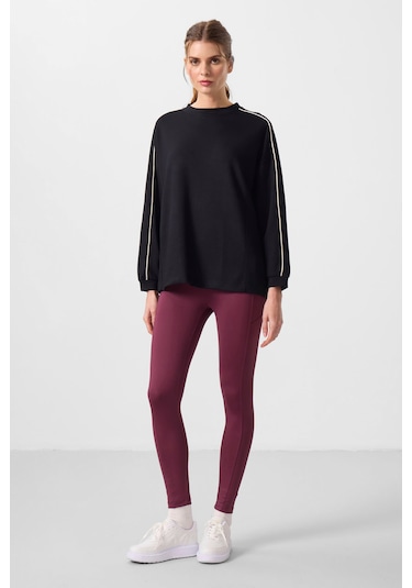 Bordo Esnek Standart Fit Performans Kadın Tayt - 94667 Bordo