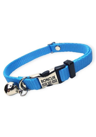 Metal Kilitli İsimli Kedi Ve Köpek Tasması, Turkuaz Renk Tasma