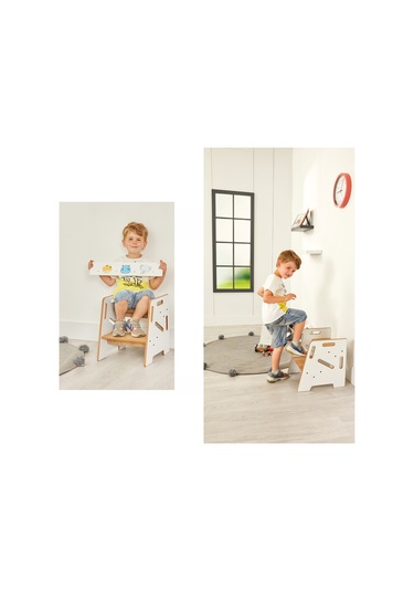 Minera Çocuk / Yetişkin Ahşap Basamak, Yükseltici, Tabure Ahşap - Beyaz