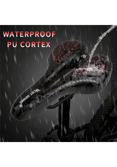 Pazly Yol Yastık Şok Siyah Rahat Pu Poliüretan Nefes Mtb Bisiklet Koltuğu Emici Deri Boş Siyah Siyah