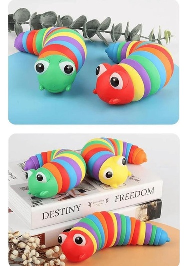 Söktak Eğlenceli Stres Ve Anksiyete Giderici Montessori Renkli Tırtıl Eğitici Oyuncak 1 Adet