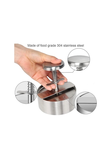 Sones 11,5 Cm Küçük Hamburg Preslenmiş Et 304 Paslanmaz Çelik Kek Presi