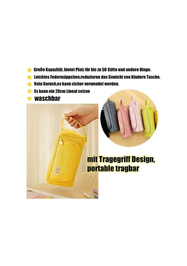 Sarı Kadife Kalem Kutusu 3 Bölmeli, Büyük Kapasiteli Kalem Kutusu, Büyük Kalem Kutusu, Büyük Kalem Kutusu Çok Renkli