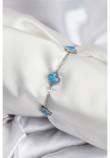 316l Çelik Gümüş Renk Buz Mavisi Baby Boy Yonca Kadın Bileklik Çok Renkli