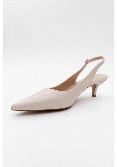 Value Bej Desenli Kadın Topuklu Ayakkabı Bej Yılan Bej