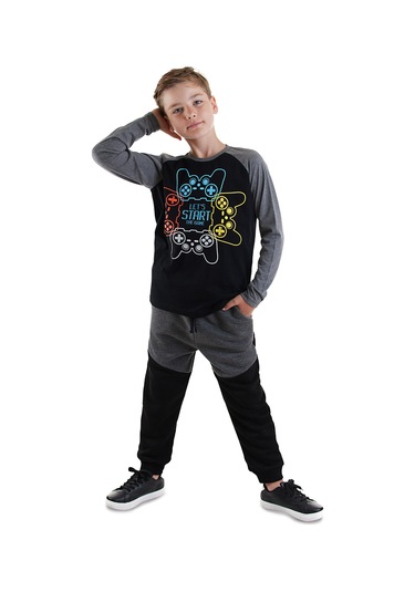 Denokids Let's Play Erkek Çocuk T-shirt Pantolon Takım Renkli
