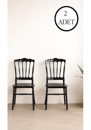 2 Adet Miray Siyah Sandalye / Balkon-bahçe-mutfak Siyah