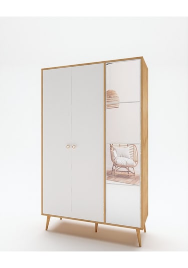 Floradesign Atlantis Aynalı Gardırop /elbise Dolabı / Üç Kapaklı Dolap