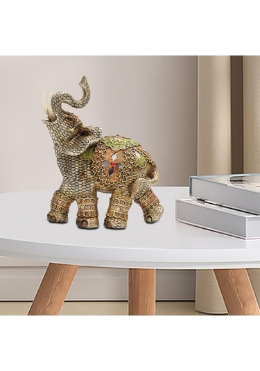 Trendooze Fil Heykelciği, Reçine Hayvan Dekor, 18x22cm, Uniq Tasarım 18cmx22cm