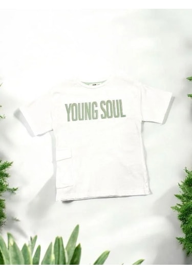 Çikoby Erkek Çocuk Pamuklu Young Yazılı Tshirt-14551 Beyaz