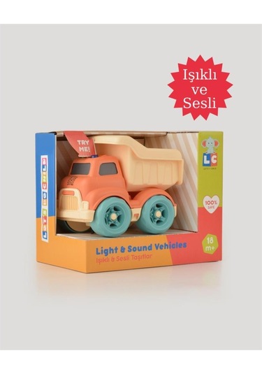 Let's Be Child Sesli Ve Işıklı Minik Kamyon 31016 Turuncu - Bej Kasalı, Çocuklar İçin Oyuncak Kamyon