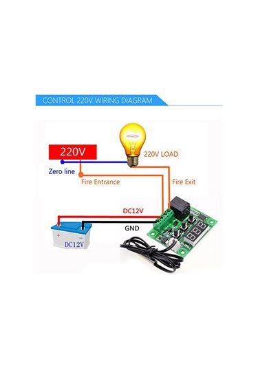 Jeemson W1209 Mikro Isı Kontrol Cihazı - Mavi Işık Sayısal Gösterge - Yüksek Hassasiyetli Termostat Kartı