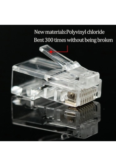 Ez Rj45 Cat5/Cat6 Yeni Nesil Delikli Konnektör - 100 Adet